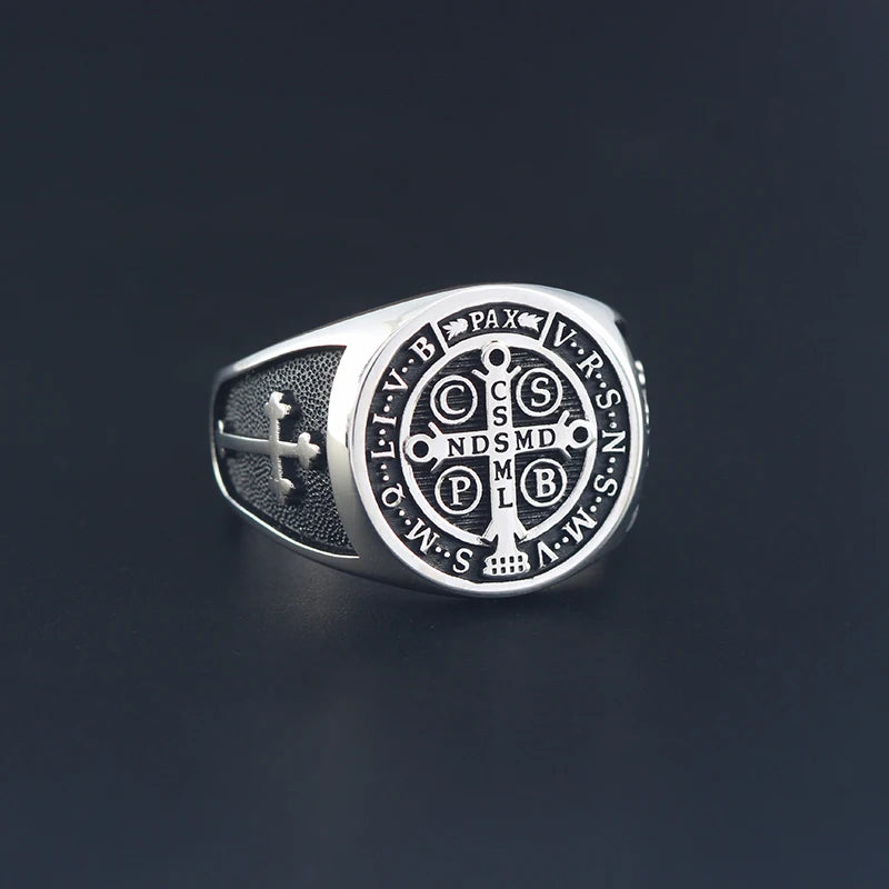 St. Benedict Cross Ring — Stainless Steel