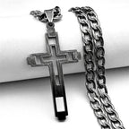 Hip Hop Cross Stainless Steel Chain Necklaces Gold Color Long Pendant Necklace for Women Men Christian Jewelry collier