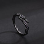 Adjustable Lightning Zircon Ring, Stainless Steel Punk Jewelry for Women Men, Comfort Fit Daily Wear Gift Idea