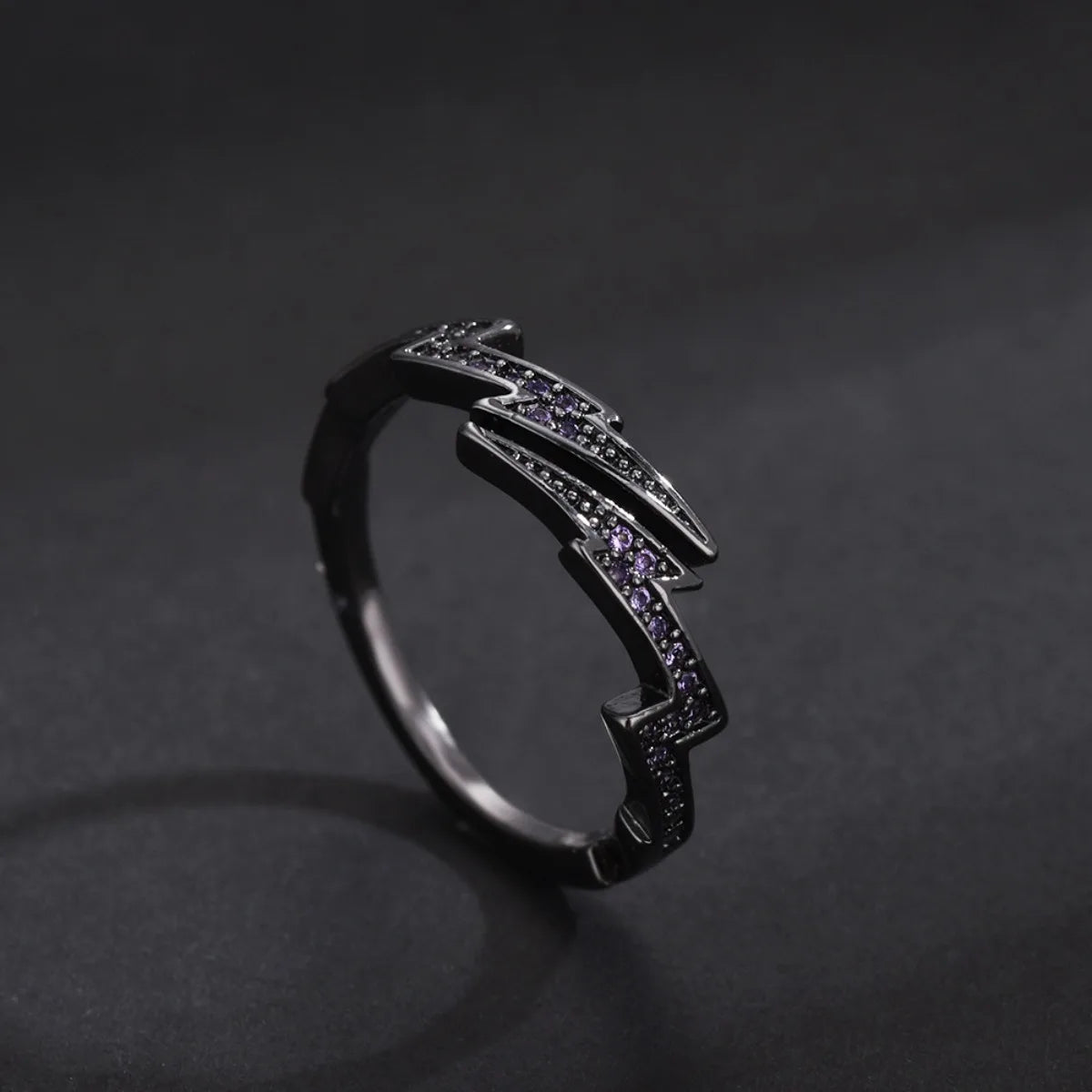 Adjustable Lightning Zircon Ring, Stainless Steel Punk Jewelry for Women Men, Comfort Fit Daily Wear Gift Idea