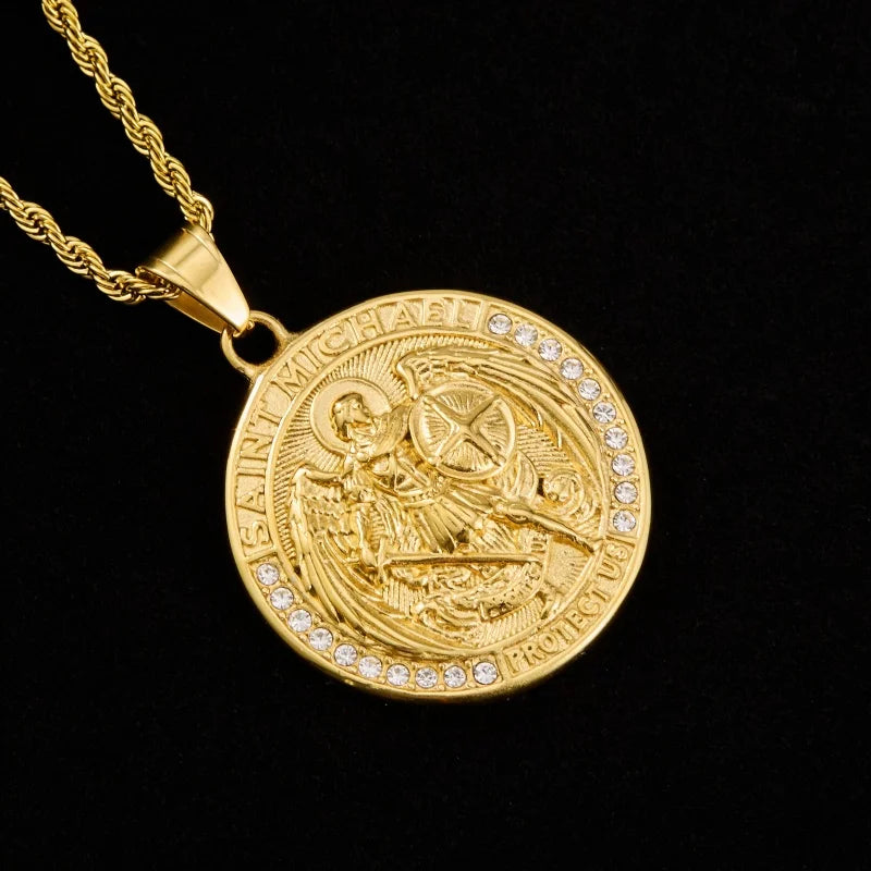 Iced Out Knights Templar Cross Pendant Necklace — Stainless Steel