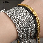 AWit 3MM-8MM STAINLESS STEEL TWIST LONG CHAIN NECKLACE FOR MEN Neck Punk Jewelry Pendant Accessories Male Chains