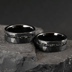 8MM Black Tungsten Men’s Wedding Bands Classic Hammered Meteorite Ring Fashion Simple Couple Promise Engagement Rings