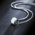 SAYA Men Tungsten Carbide Ceramic Bead Pendant Necklace Hip Hop Barrel Transfer Charm Long Sweater Chain Male Daily Jewelry Gift