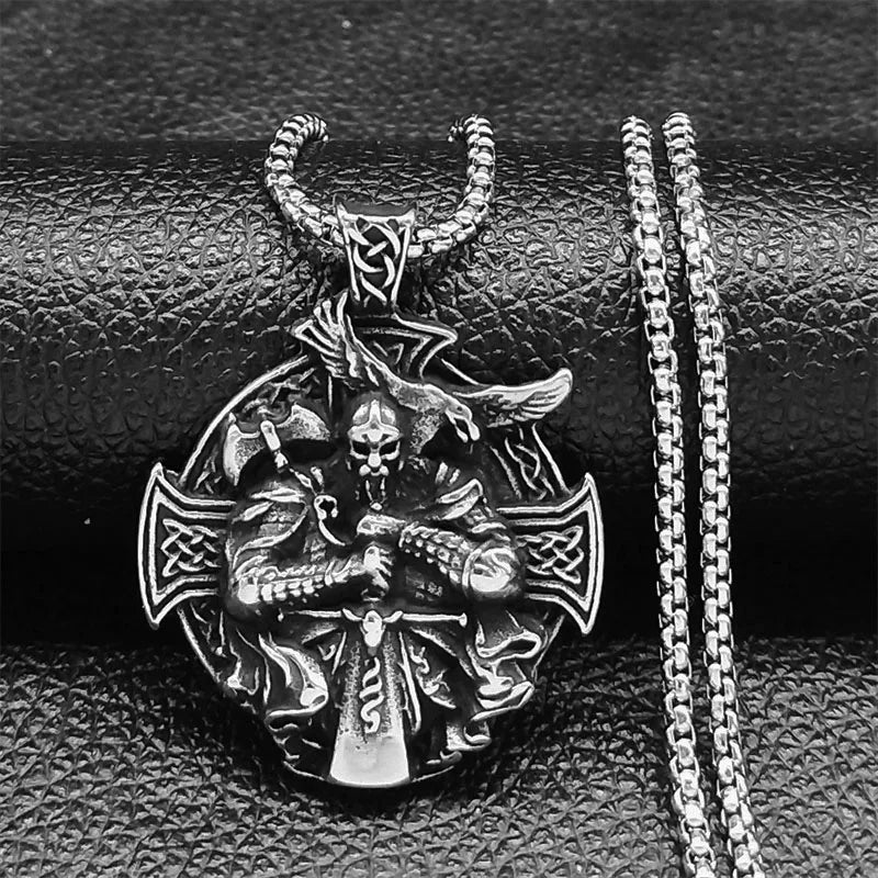Cross Odin Steel Pendant Nordic Mythology Viking