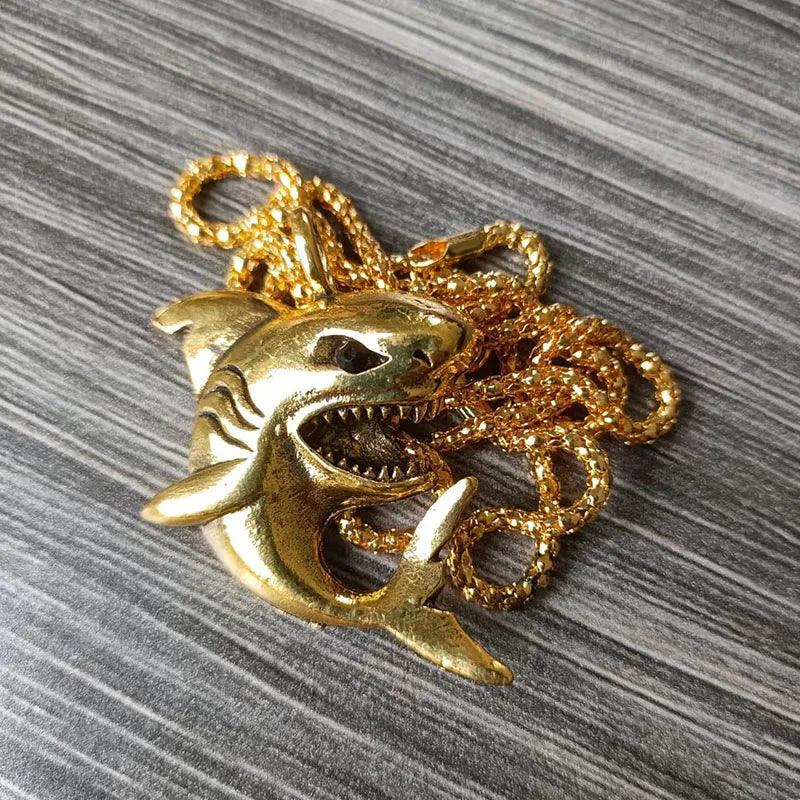 New Hip-Hop Rock Fashion Personality Men's Necklace Domineering Shark Pendant Punk Style Jewelry Accessories