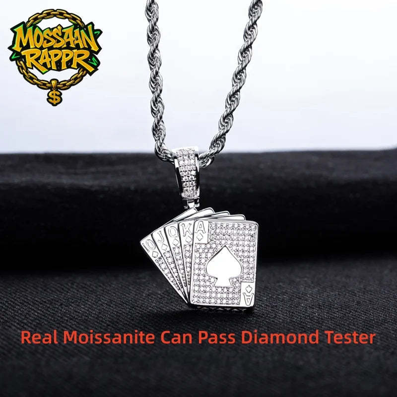 Iced Out Ace of Spades Pendant — 14K Gold
