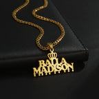 Atoztide 50cm Personalized Custom Names Pendant Necklace Stainless Steel Gold Color Cuban Thick Chain for Men Women Jewelry Gift