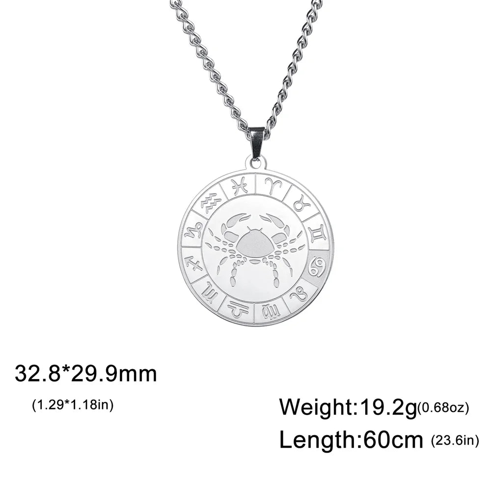 My Shape 12 Constellation Necklace Gothic Zodiac Pendant Chain Women Men Leo Aries Virgo Capricorn Birthday Jewelry Wholesale