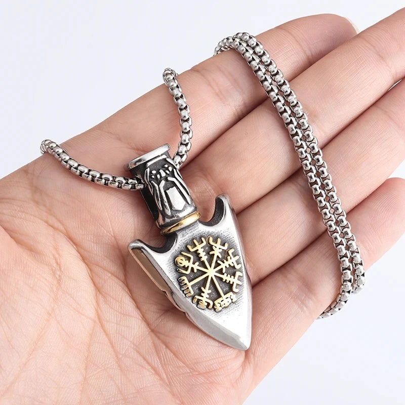 Retro Domineering Nordic Battle Ax Pendant Necklace for Men and Women Punk Pendant Lucky Amulet Jewelry Gift