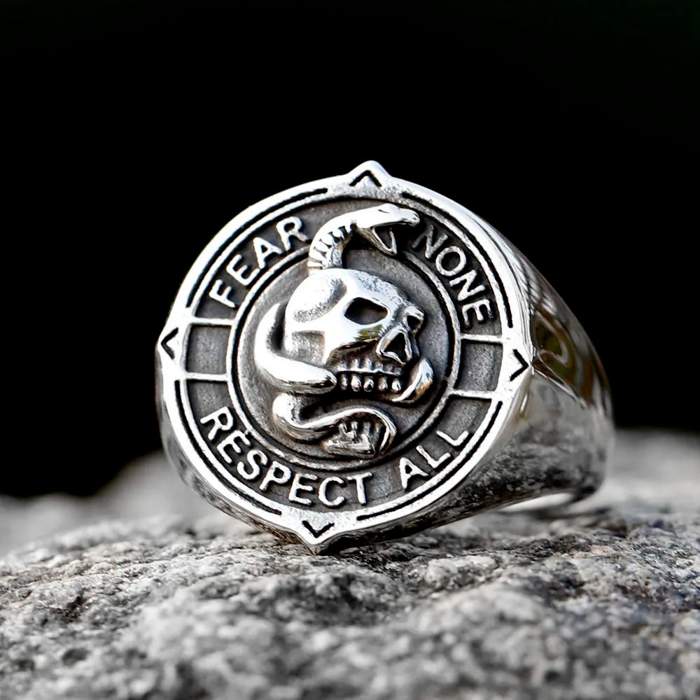 Viking Snake Skull Ring — Stainless Steel Punk