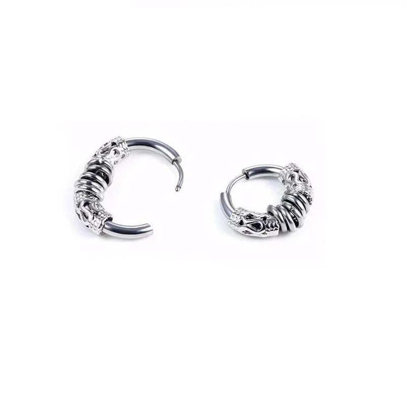 Stainless Steel Gothic Totem Hoop Earring