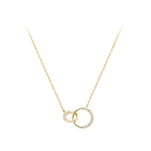 Circle Charm Geometric Pendant Necklace — Silver-Tone Metal