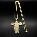 Christian Jesus Crucifix Cross Pendant Necklace — Stainless Steel