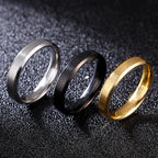 4mm Simple Smooth Women Rings Black Stainless Steel Men Rings Birthday Gifts Rings for men