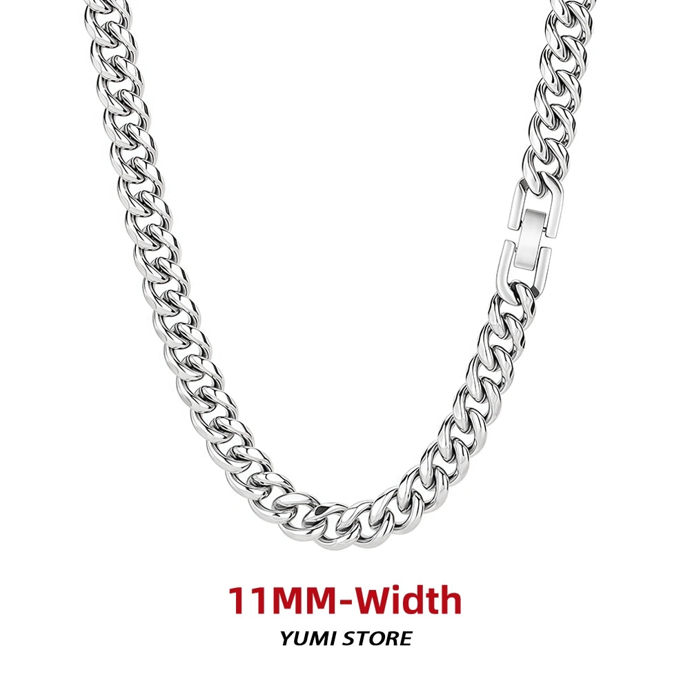 Hip Hop Buckle Cuban Necklace For Man Woman Non Fading Titanium Steel Clavicle Chain Streetwear New Couple Grunge Jewelry Gift