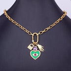 Nidin Hot Sale New Fashion Geometric Paperclip Link Chain Evil Eye Palm Shape Pendant Necklace For Women Men Jewelry