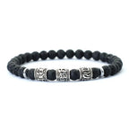 Vintage Mens Bracelet Beaded Om Mani Padme Hum Mantra Braslet Viking Jewelry Accessories Natural Lava Tiger Eyes Stone