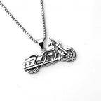 Silver Motorcycle Box Chain Pendant Necklace