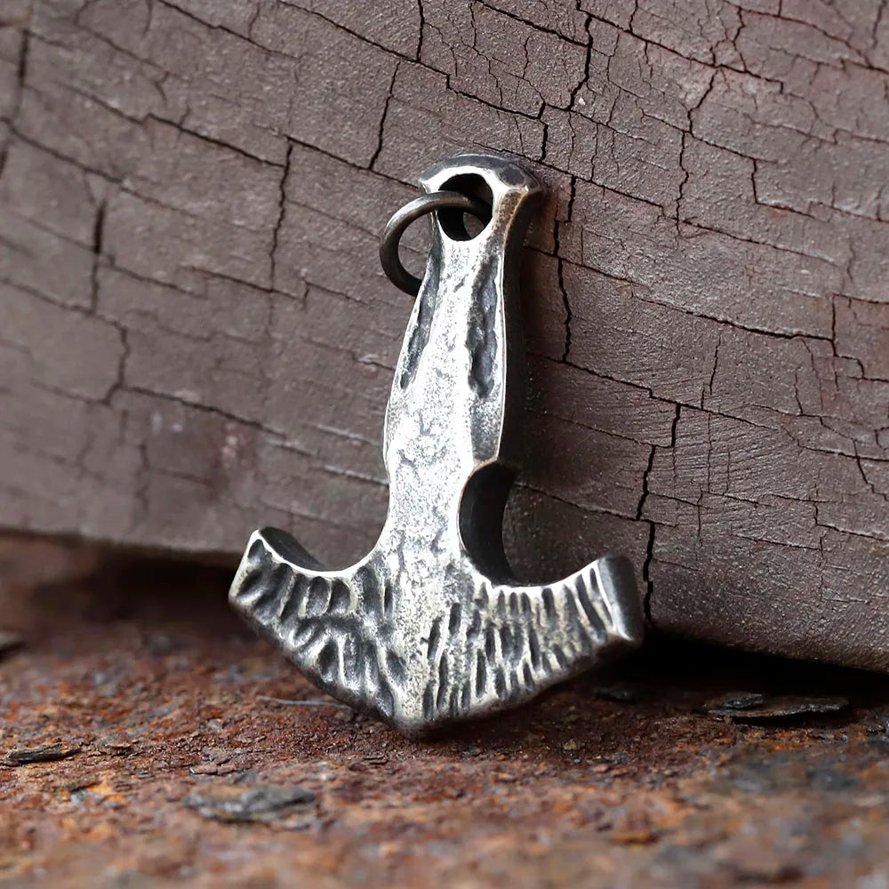 Viking Thor's Hammer Mjolnir Pendant Necklace — Stainless Steel
