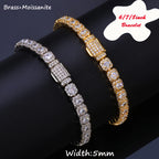Fine 5mm Bling VVS1 Moissanite Tennis Necklace Iced out Brass Fashionable Hip Hop Style Men Women Bracelet With GRA Certificate