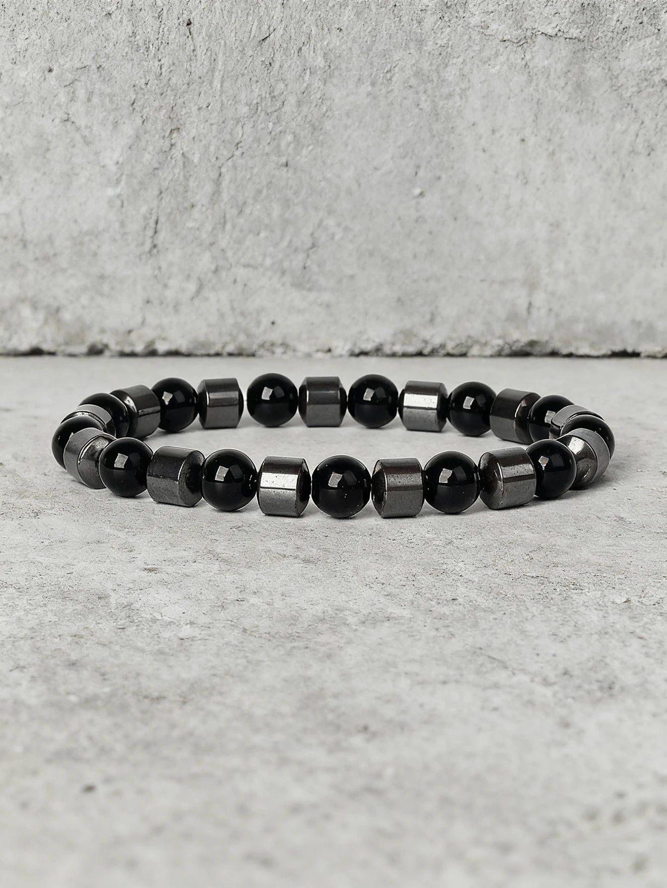 Hematite Stone Bracelet Handmade Woven with Gold color Spacers Cylinder Beads Leather for Energy Protection Reiki Charm Jewelry