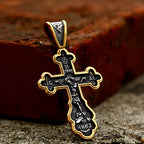 Jesus Cross Men's  Stainless Steel Crucifix Eastern Orthodox  Pendant Chain Necklace Jewelry BP8-515