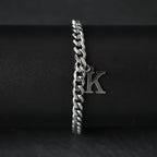 A-Z Initial Letter Cuban Chain Bracelet — Stainless Steel