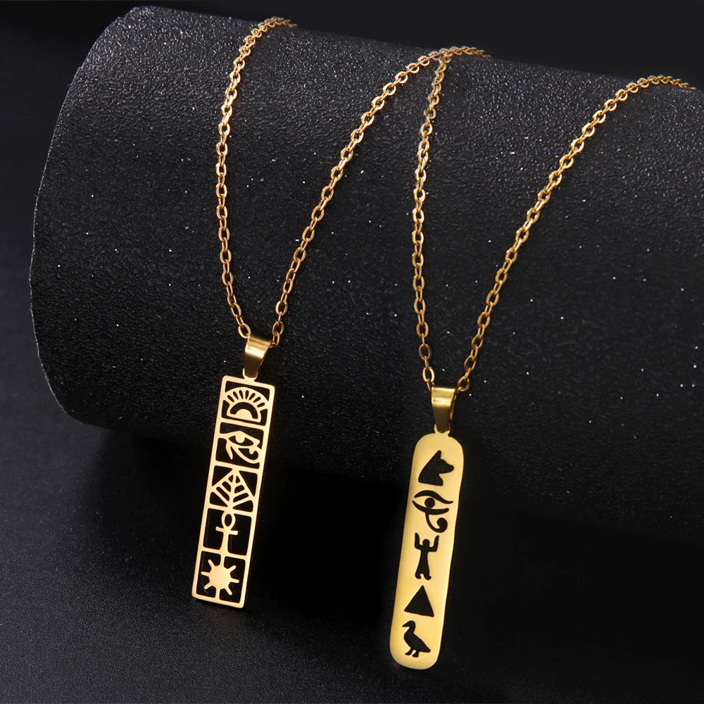 Ankh Eye of Horus Stainless Steel Pendant Necklace