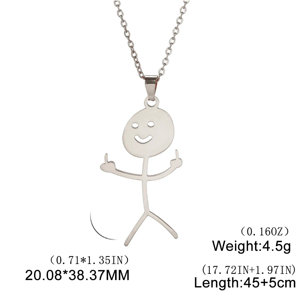 Middle Finger Pendant Necklace — Stainless Steel