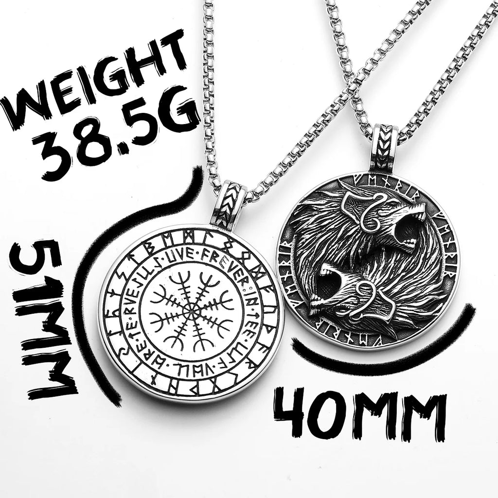 Viking Wolf Stainless Steel Pendant Necklace