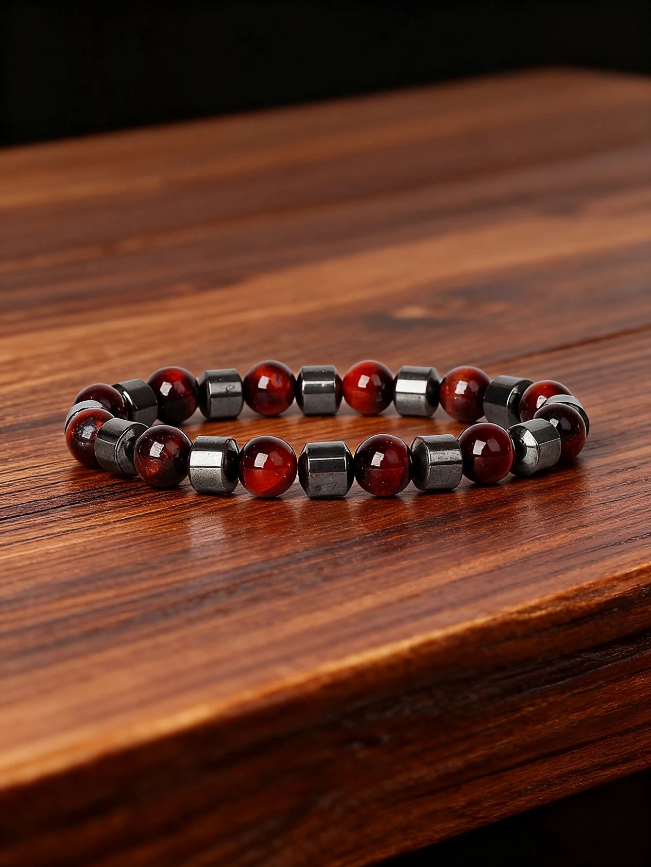 Hematite Stone Bracelet Handmade Woven with Gold color Spacers Cylinder Beads Leather for Energy Protection Reiki Charm Jewelry