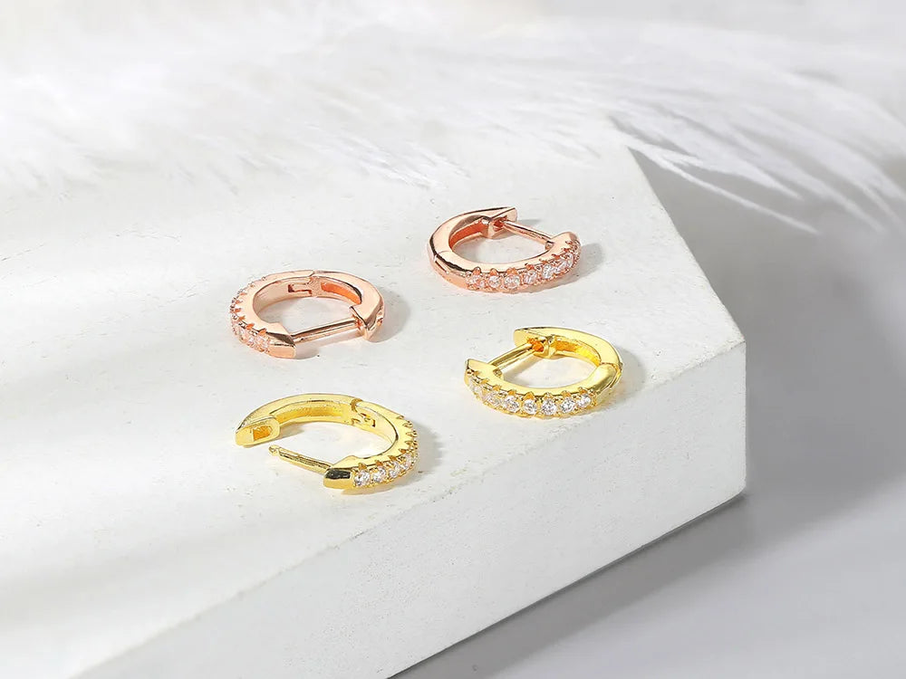 Iced Out Hoop Earrings Stainless Steel CZ