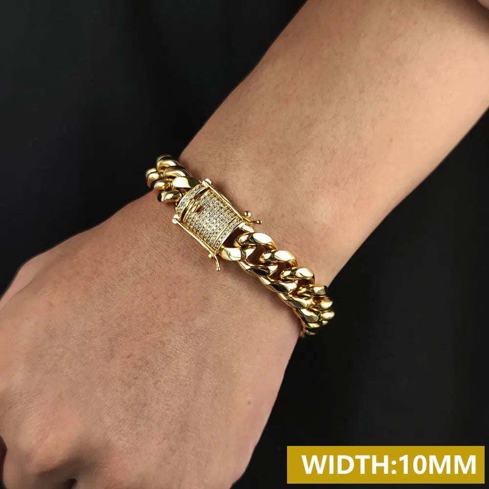 Iced Out Cuban Bracelet Stainless Steel Miami
