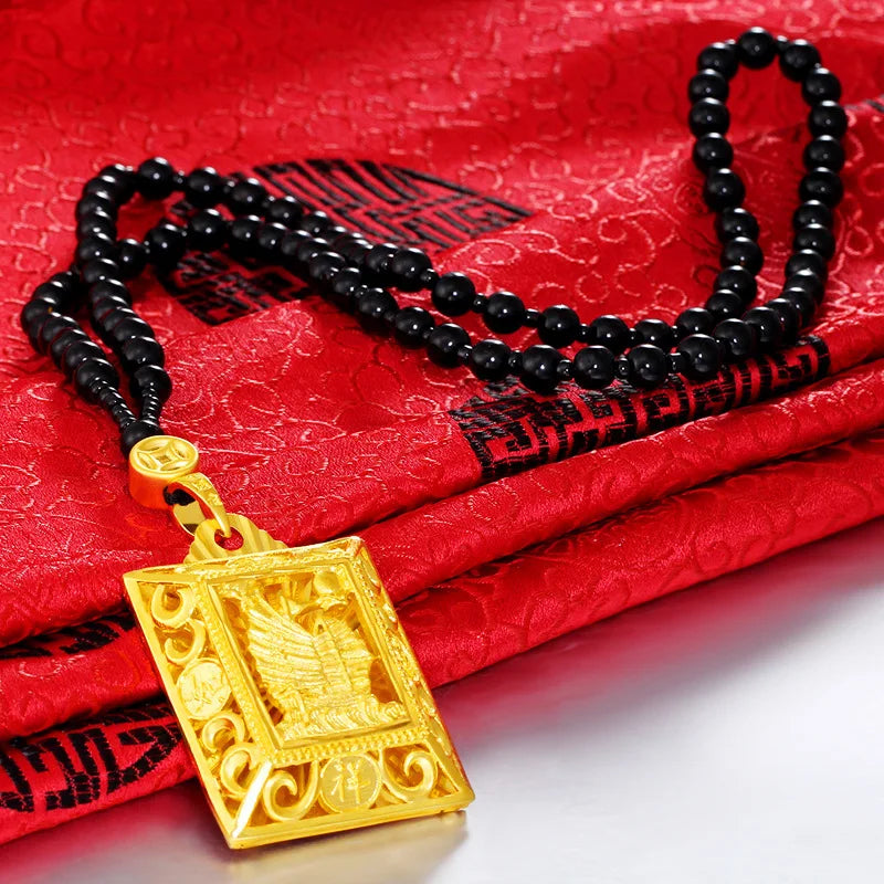 Large Sailing Ship Plaque Pendant for Men — Gold-Tone