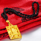 Large Sailing Ship Plaque Pendant for Men — Gold-Tone