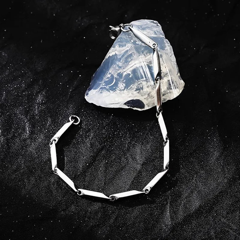 Stainless Steel Melon Seed Chain Bracelet For Men Women Punk Gothic Hiphop Accessories Trendy Unisex Designer Jewelry