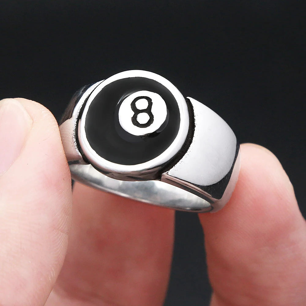 Black Ring Punk Number Rock Eight Billiard Ball