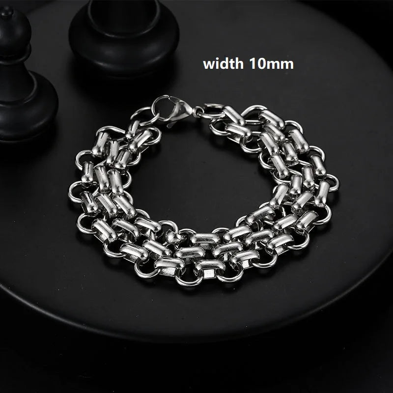 2022 New Trendy 316L Stainless Steel Base Chain Bracelet for Men Women Link Cuban Byzantine Coffee Beans Pig Nose Jewelry Gift