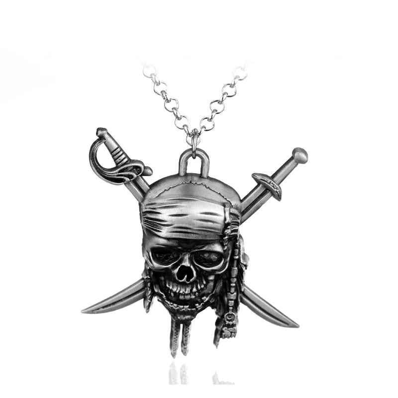 Movie Accessories Akg Pirates Of The Caribbean Aztec Gold Color Coin Necklace Retro Skull Pendant Punk Hip Hop Necklace