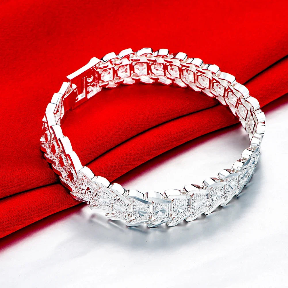 Factory direct fashion 925 Sterling Silver Bracelet for men woman elegant 12MM chain fine Luxury jewelry Wedding party gifts