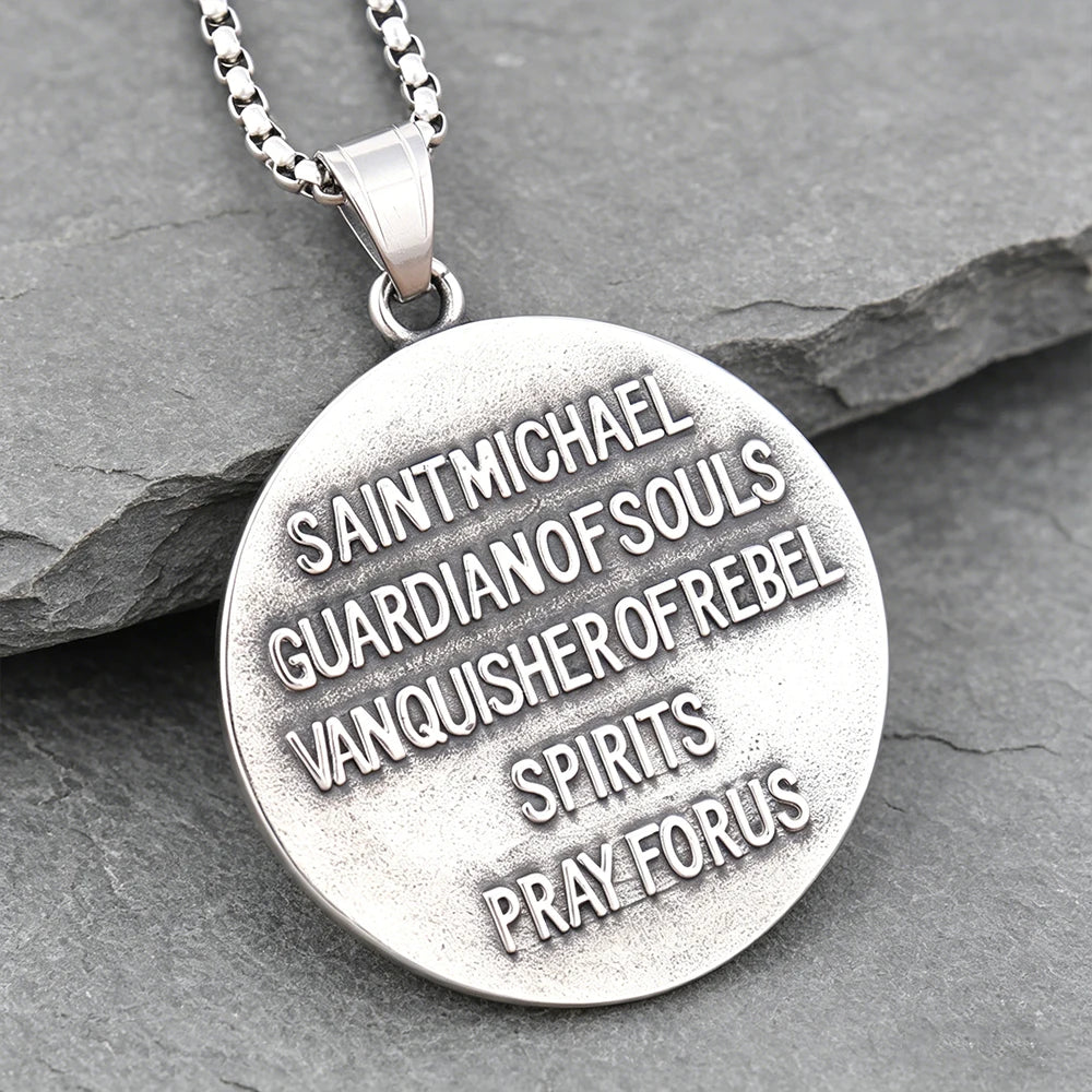 Archangel Wing Cross Stainless Steel Pendant Necklace