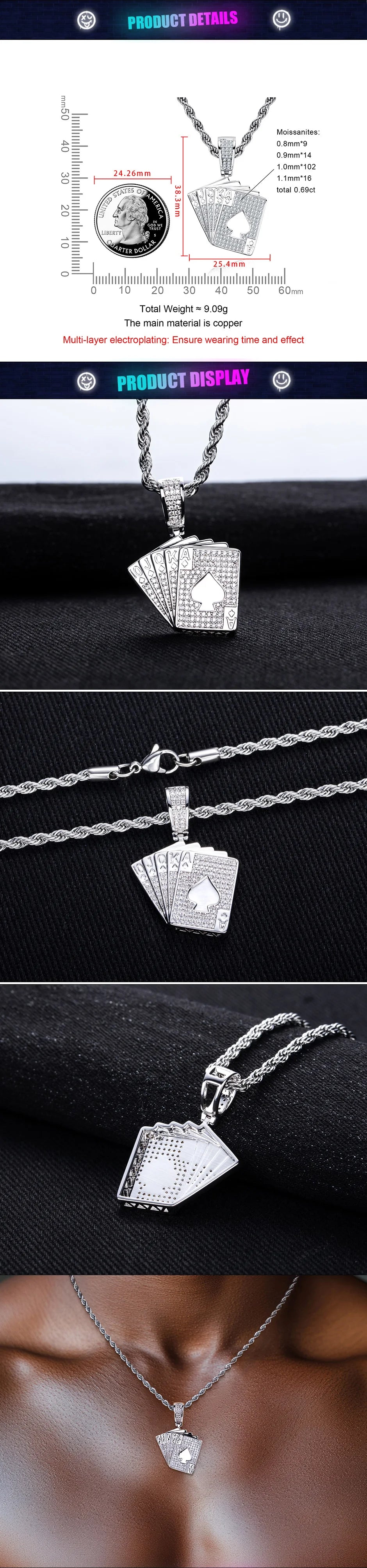 Iced Out Ace of Spades Pendant — 14K Gold