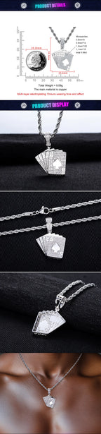 Iced Out Ace of Spades Pendant — 14K Gold
