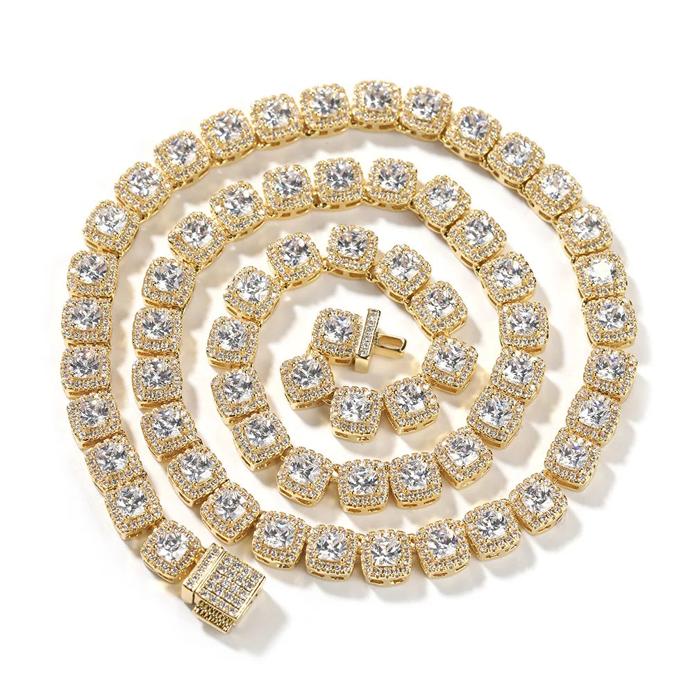 24K Gold Iced Out Rock Candy Necklace 7mm