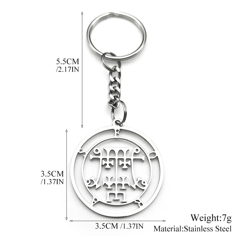 Angel Seal Pendant Keyring — Stainless Steel