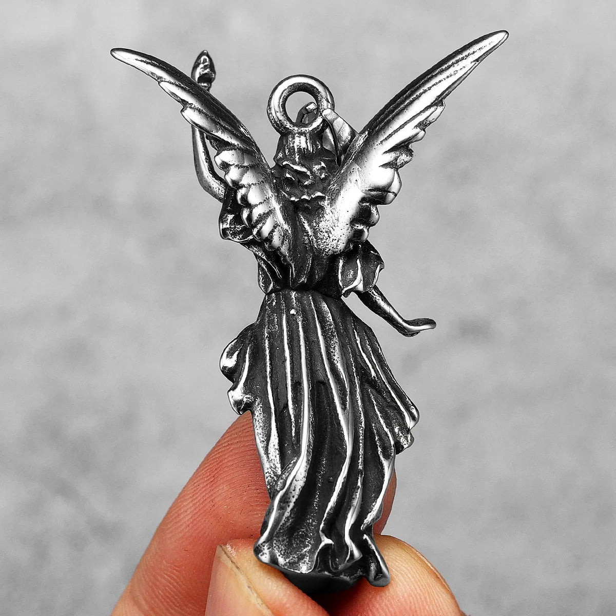 Angel Statue Pendant Necklace — Stainless Steel