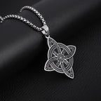 Silver Color Stainless Steel Pattern Witch Knot Pendant Necklace Celtic Knot Lucky Jewelry Christmas Gift for Friends Family