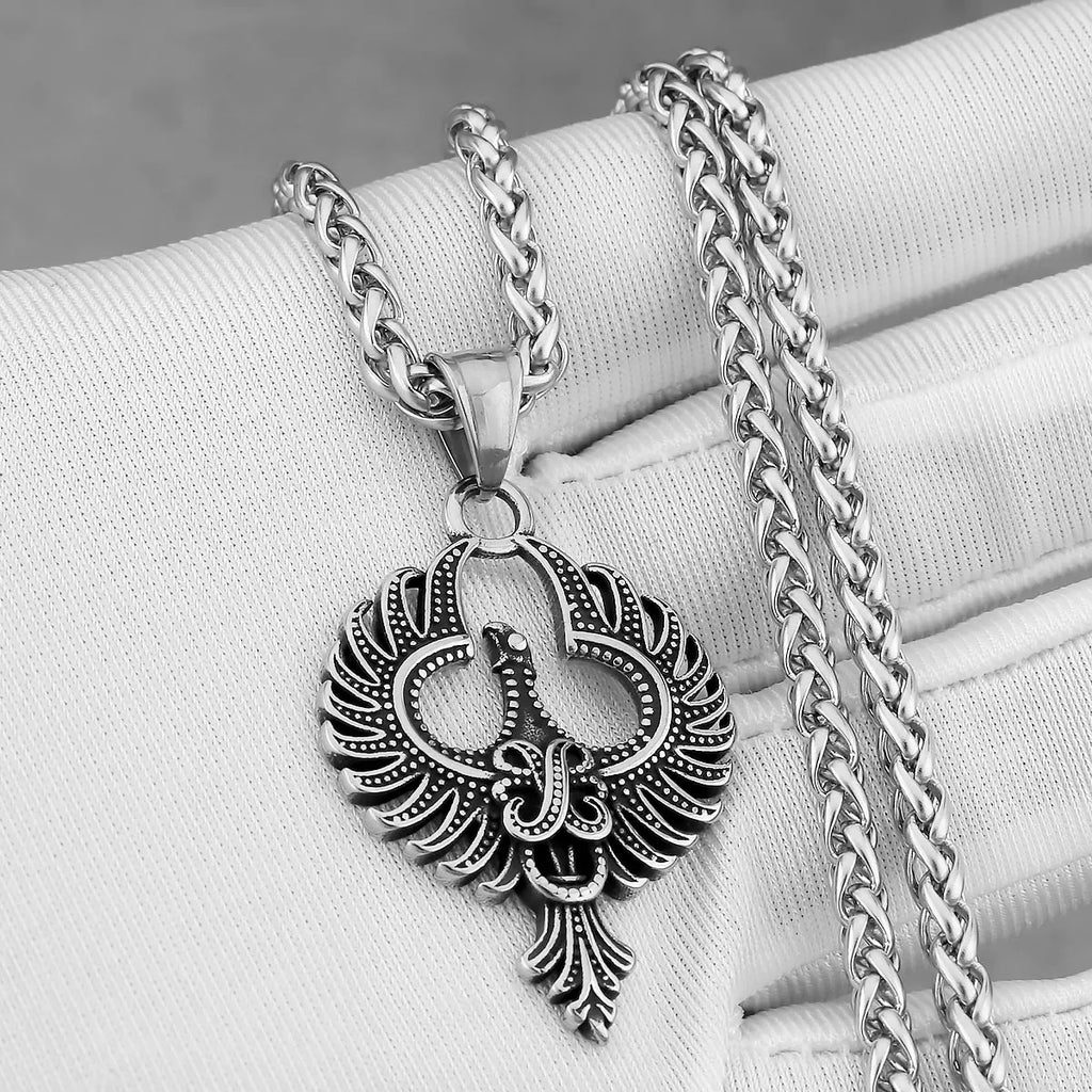 Fashion Animal Phoenix Amulet Necklace Men Women Simple Vintage Hip Hop Biker Pendant Necklace Creative Charm Jewelry Wholesale