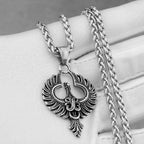 Fashion Animal Phoenix Amulet Necklace Men Women Simple Vintage Hip Hop Biker Pendant Necklace Creative Charm Jewelry Wholesale